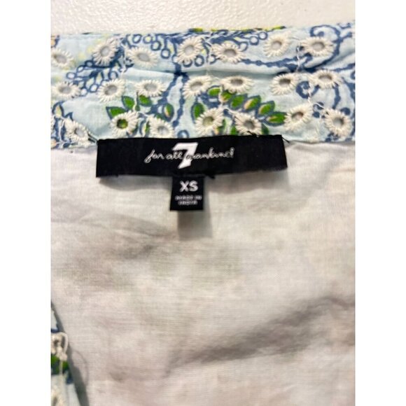Seven For All Mankind Boho Blouse Green Eyelet Embroidered Floral XS - Picture 6 of 6